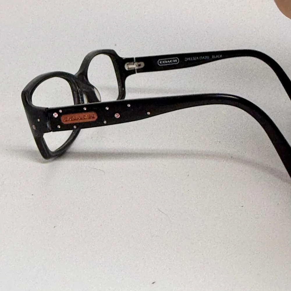 Coach Chelsea S426 Black Rectangular Eyeglass Frames Sparkle Detail 125mm